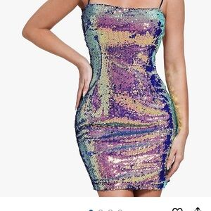 Bella Barnett, M,Purple and Blue Sleeveless Bodycon Mini Dress for a Night Out